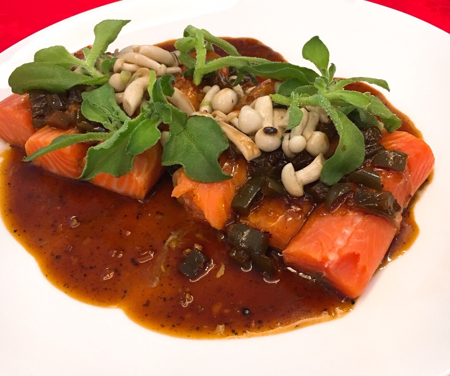 41C Norwegian Fjord Trout with Japanese Mushroom Black Pepper Sauce 1