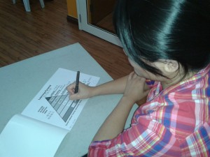 A parent perusing a learning pyramid.