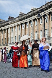  People dressed in period costume for the Jane Austen Festival in Bath. (Credit: VisitBritain)