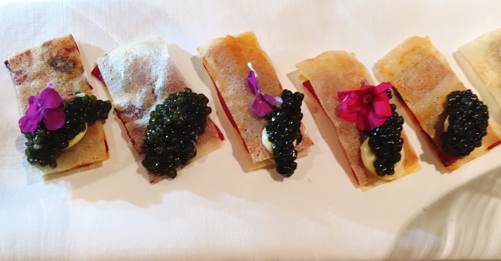 Chef Millar's Signature Sturia Caviar on a Creme Fraiche Cracker