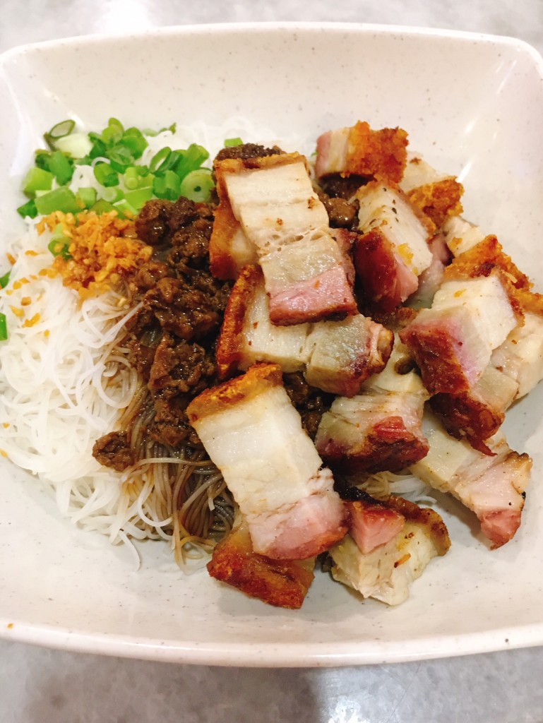 Roast Pork Noodles drizzled with a flavourful sauce