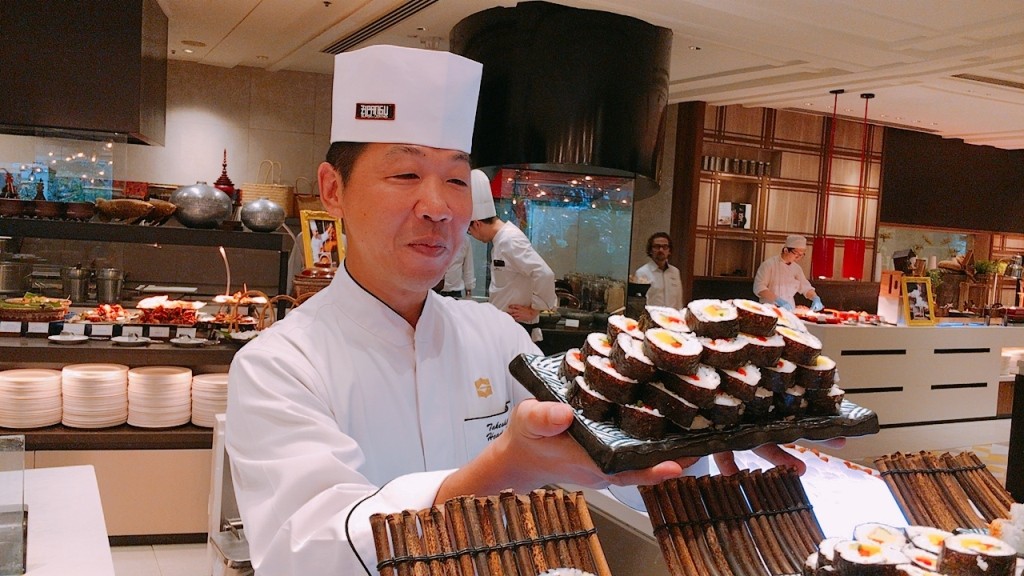 Good luck rolls in with  Big Seafood Roll and Prawn Tempura Roll by Chef Takeshita