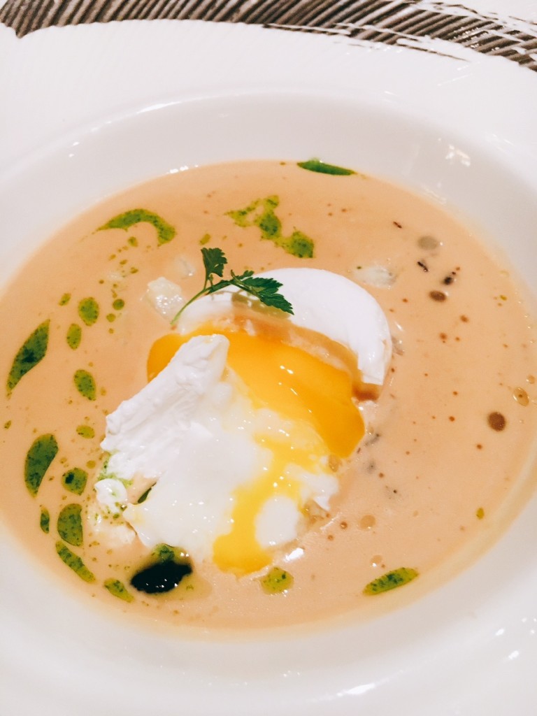 Bohemian Soup Kulajda -- creamy potatoes, fresh forest mushrooms, poached egg -- amazing