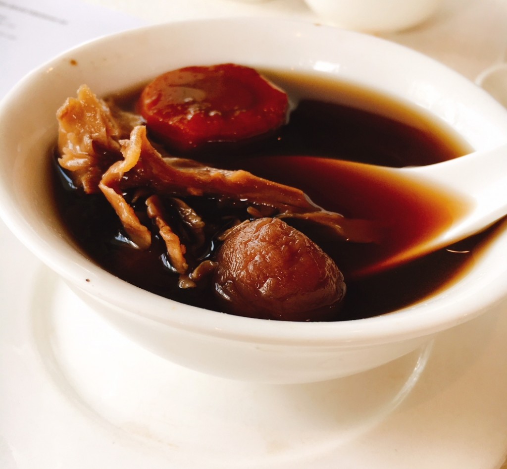 Double boiled Maitaka with Organic Black Bean and Fresh Huai Shan soup