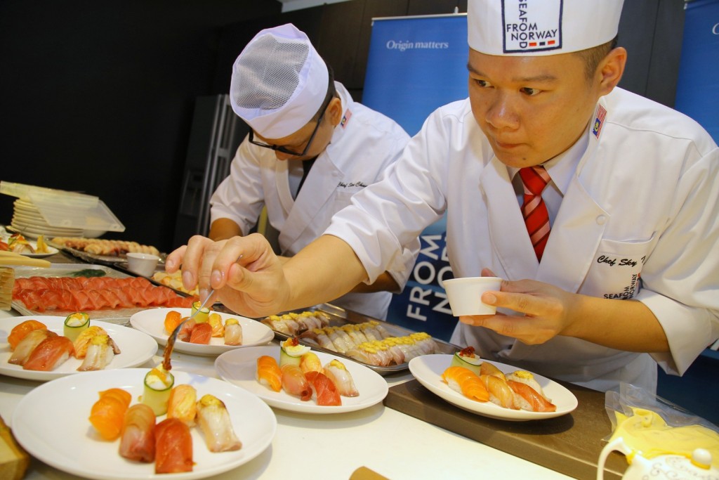 Chef Sky, right, together with Chef Steve, preparing sushi for our lunch