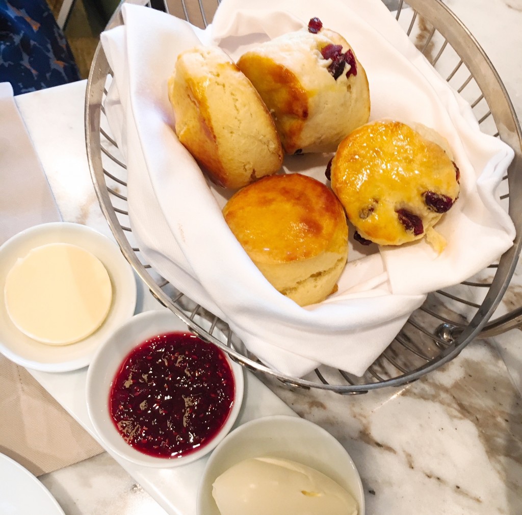 Lovely scones with clotted cream strawberry preserve